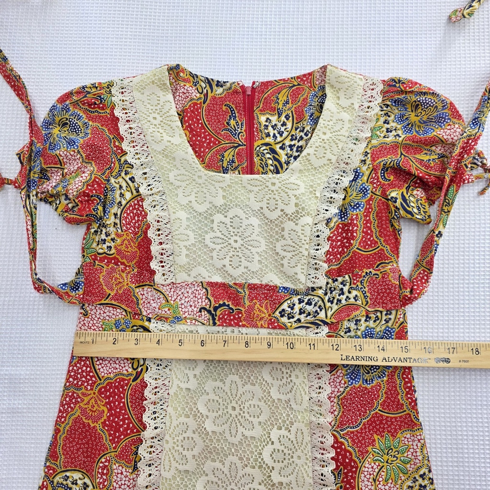 Modern Bohemia MH Patchwork Maxi Dress Women M Crochet Lace Boho Festival 54โ - Picture 6 of 7